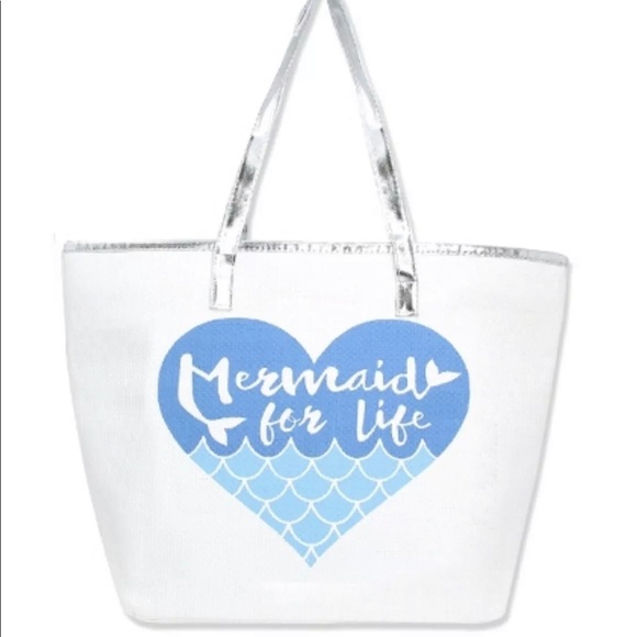 💙Large “Mermaid For Life” Summer Anytime Tote💙 - Picture 1 of 2
